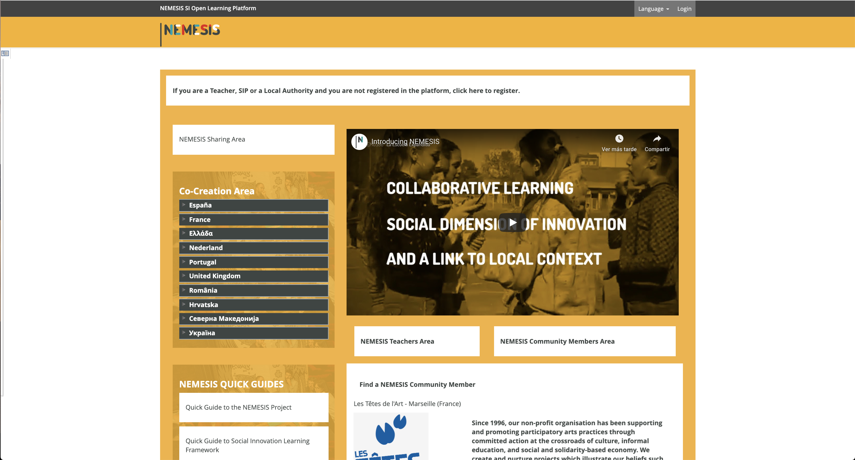 Launching the online learning platform: A new shared space to bind the growing NEMESIS community